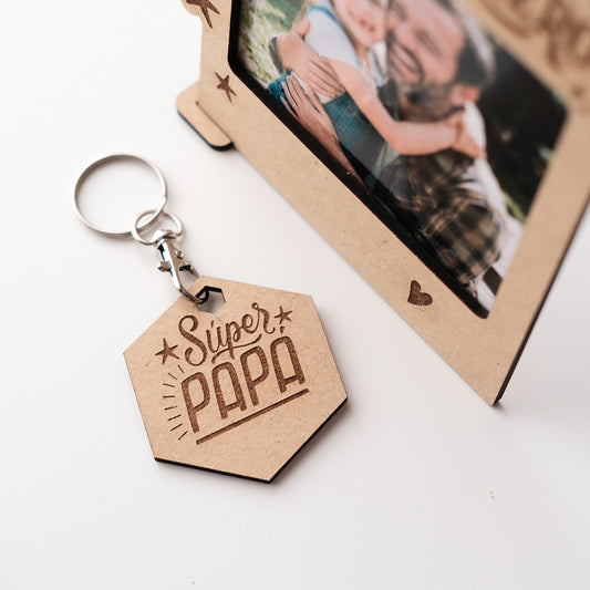 Llavero de Madera Personalizados para Papá | Grabado Láser Artesanal