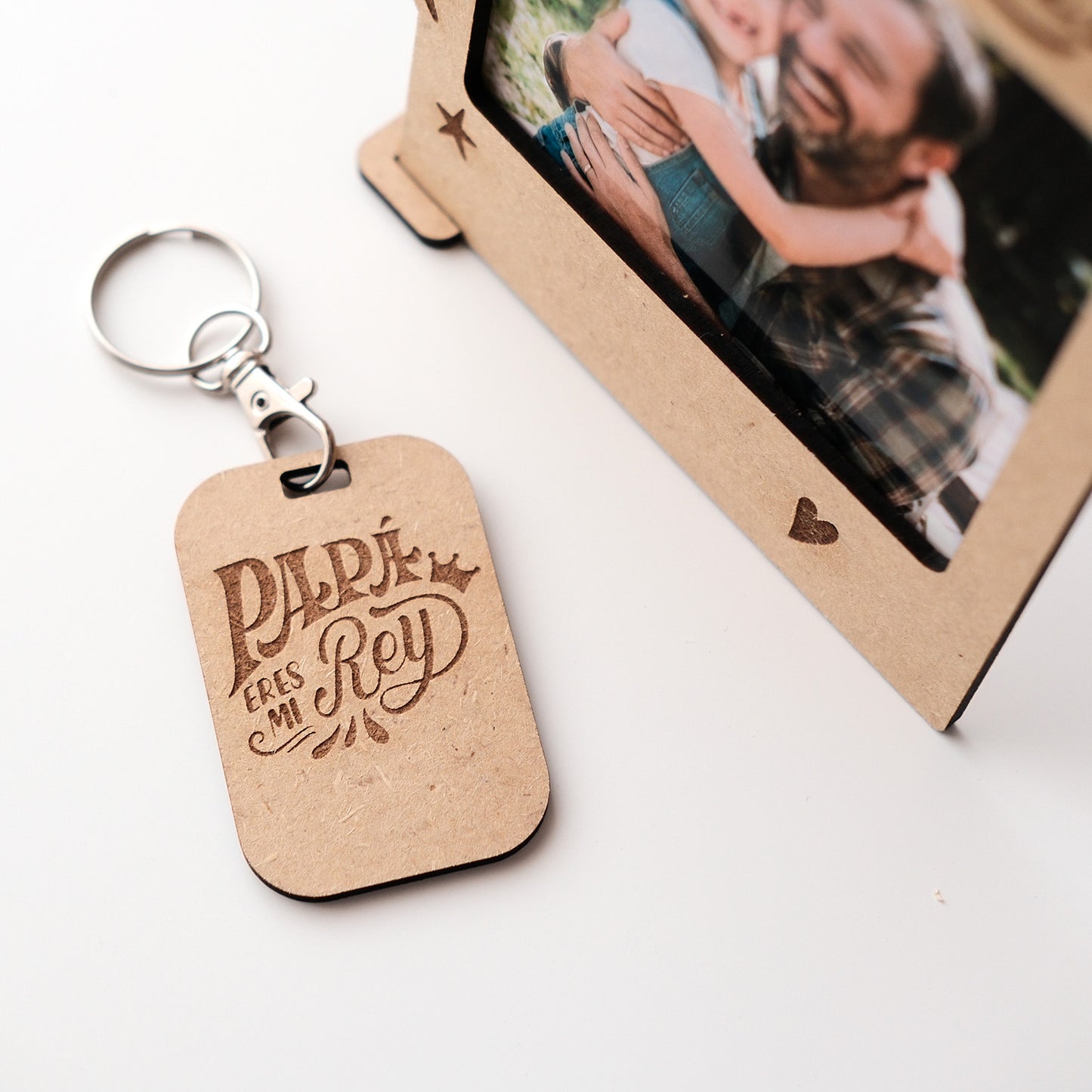 Pack Regalo Personalizado Papá: Marco de Fotos "Papá Te Quiero" + Llavero