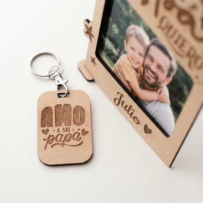 Llavero de Madera Personalizados para Papá | Grabado Láser Artesanal