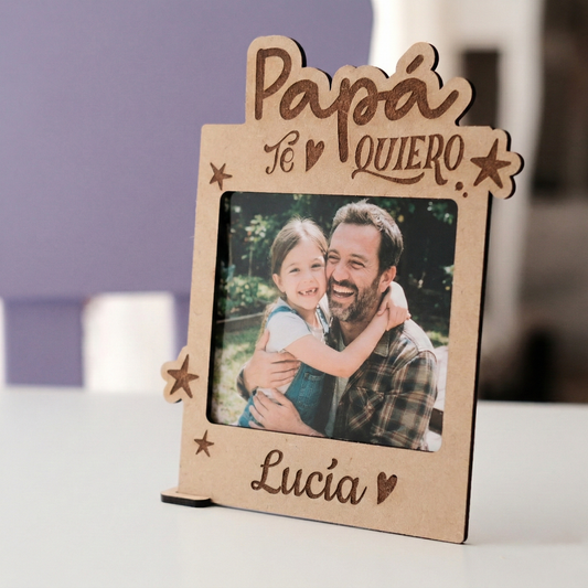 Pack Regalo Personalizado Papá: Marco de Fotos "Papá Te Quiero" + Llavero
