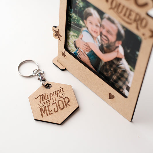Llavero de Madera Personalizados para Papá | Grabado Láser Artesanal