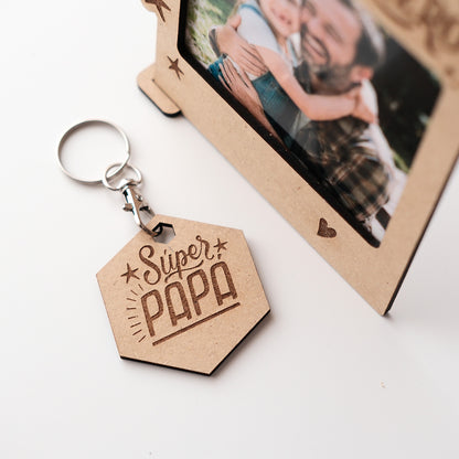 Llavero de Madera Personalizados para Papá | Grabado Láser Artesanal