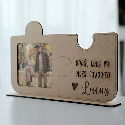 Marco de Fotos Puzle de Madera "Papá, eres mi pieza favorita" | Regalo Original