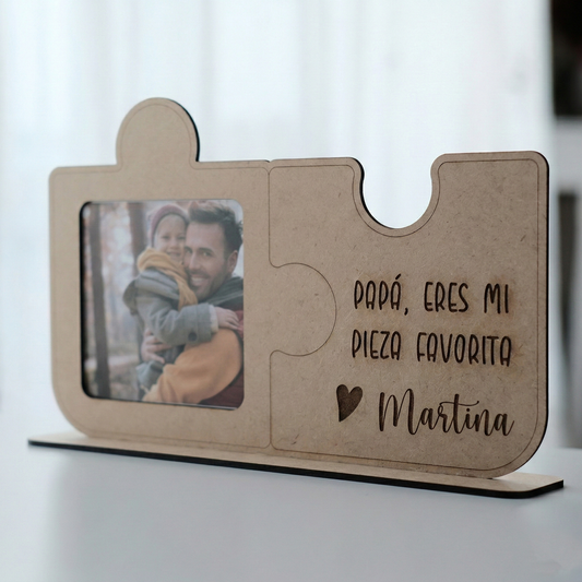 Marco de Fotos Puzle de Madera "Papá, eres mi pieza favorita" | Regalo Original